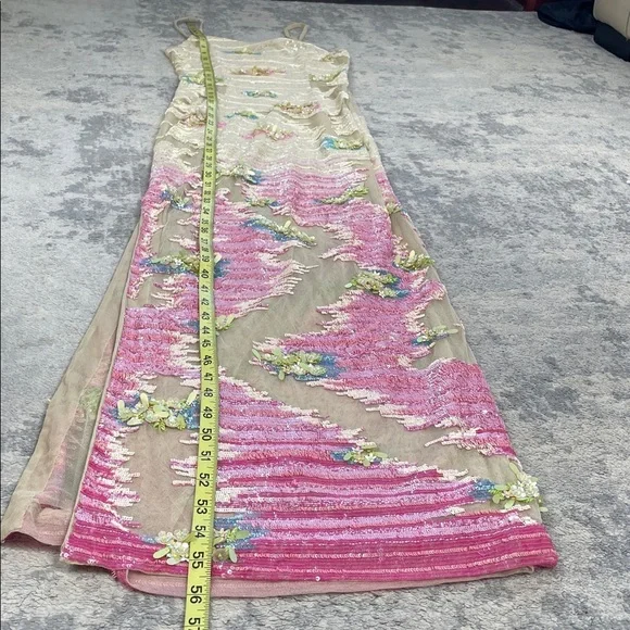 NWT La Fuori Whispering Blooms Ombre Embellished Sequin Tulle Gown Maxi Dress S - Picture 15 of 17